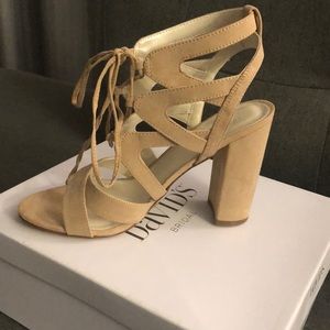 David’s Bridal Cage Lace Up High Heel